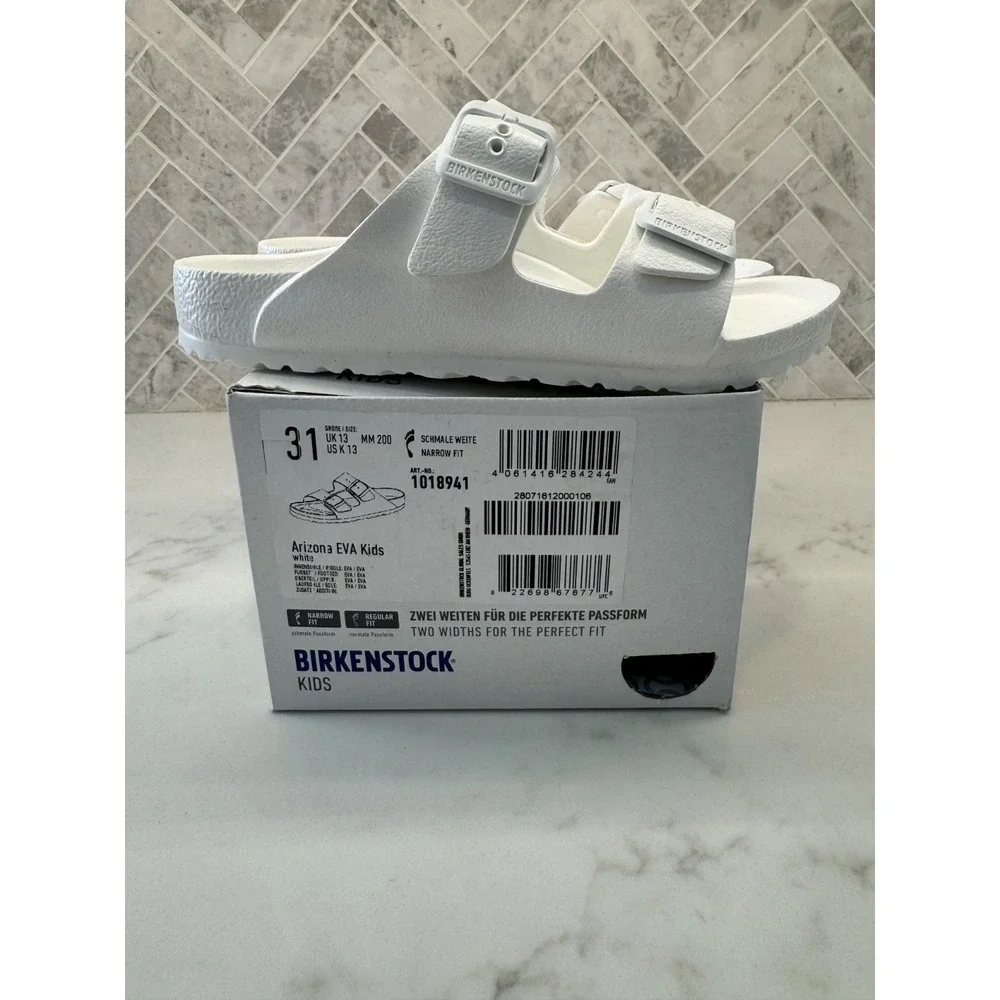 Birkenstock Arizona EVA Sandals Kids Youth Size 13 31 White‎ Double Strap Slides